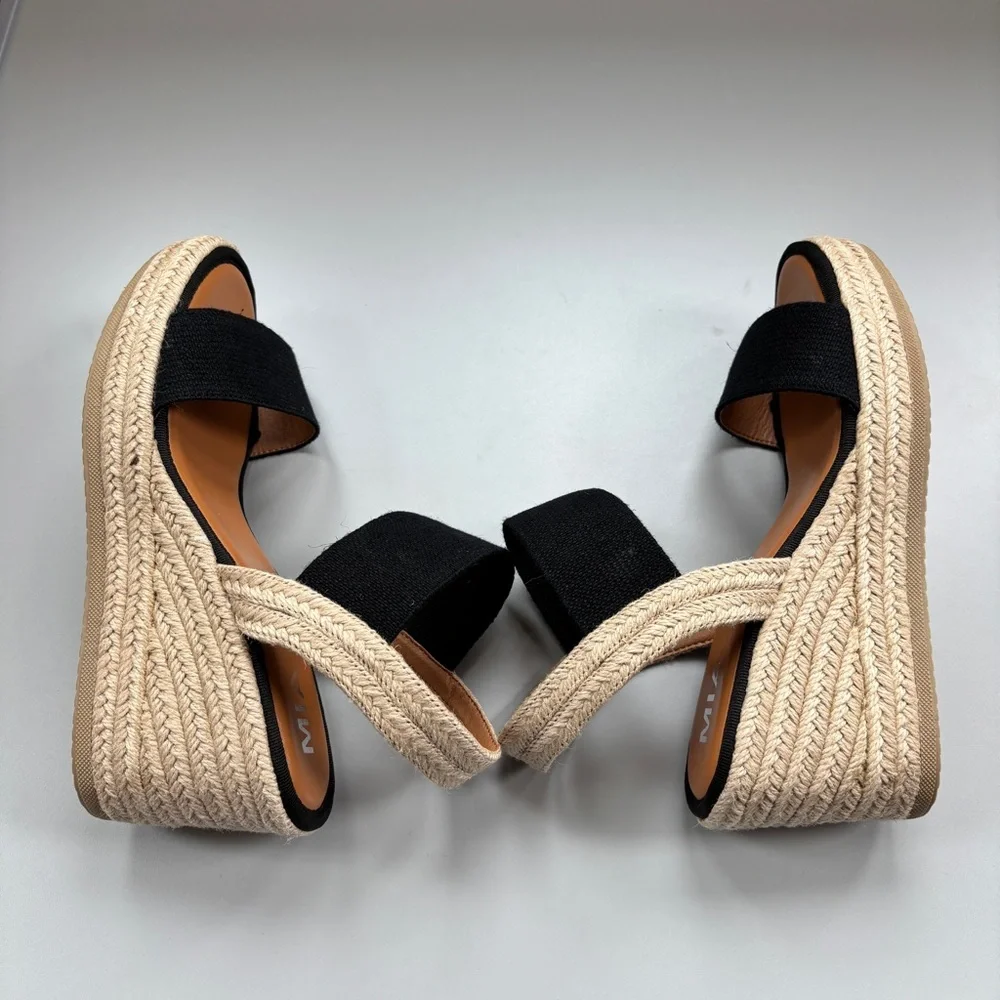 MIA Brittni Wedge Espadrille Sandals Black Wedges Sandals Wedding Event‎ Comfort
